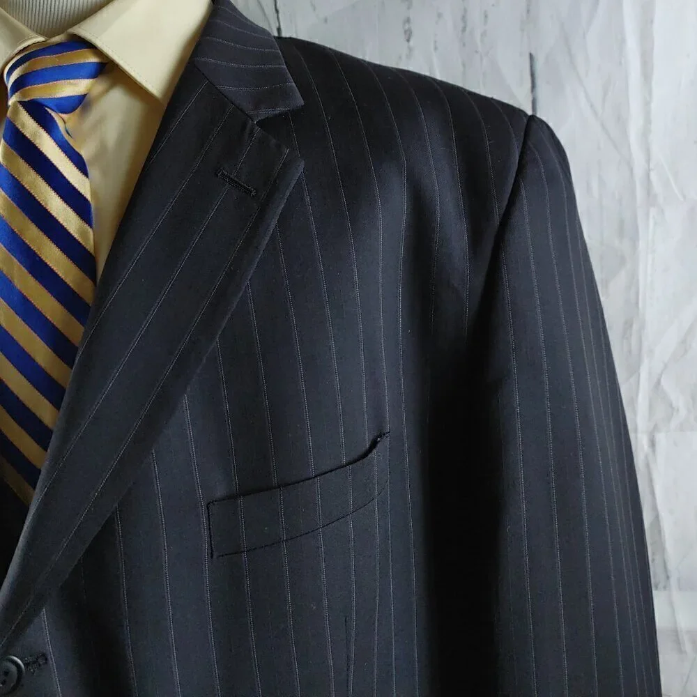 Linea Uomo B&T 52R Wool Charcoal Striped 3 Button Suit Jacket